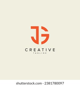 Alphabet JG GJ letter modern monogram style logo vector template.
