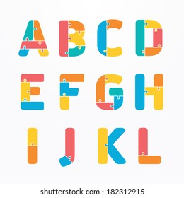 alphabet  jigsaw concept banner. vector illustration