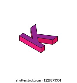 alphabet K, 3D colored isometric icon. Element of 3d words and symbols icon for mobile concept and web apps. Isometric alphabet K, 3D icon can be used for web and mobile