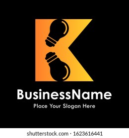 Alphabet K bulb letter vector logo template. suitable for business, education and arts