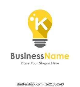 Alphabet K bulb vector logo template. suitable for business, education and arts