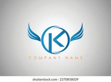 Alphabet K falcon logo in modern and simple Eagle  