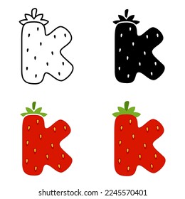 Alphabet K in flat style isolated