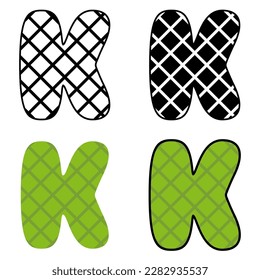 Alphabet K in flat style isolated