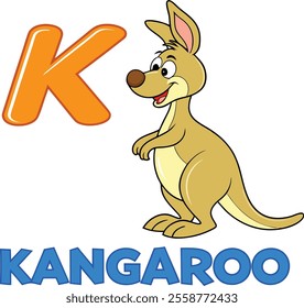 Alphabet K - Kangaroo Illustration for Kids | Fun and Educational Preschool Learning Concept