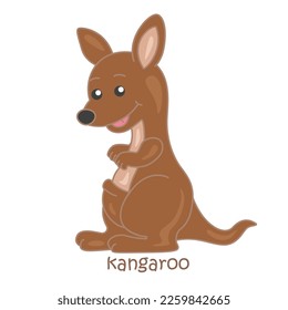Alphabet K For Kangaroo Vocabulary Illustration Vector Clipart