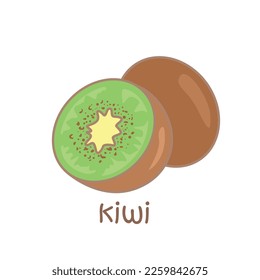 Alphabet K For Kiwi Vocabulary Illustration Vector Clipart