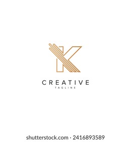 Alphabet K letter modern luxury style line logo vector element