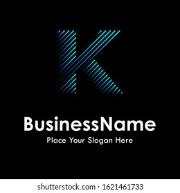 Alphabet K line style letters vector logo template. suitable for business, education and arts
