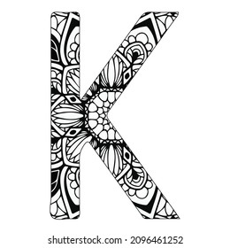 Alphabet k Mandala coloring book for kids