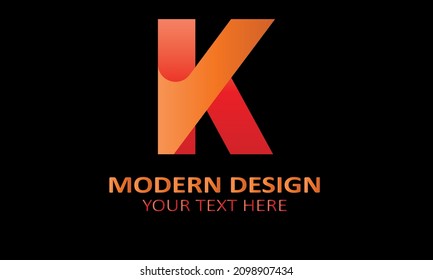 Alphabet k modern shape abstract monogram vector logo template