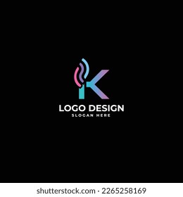 Alfabeto K con marca abstracta de forma logotipo de diseño vector 