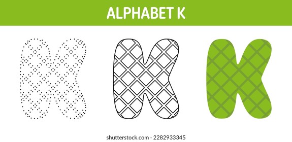 Alphabet K tracing and coloring worksheet for kids