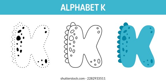 Alphabet K tracing and coloring worksheet for kids