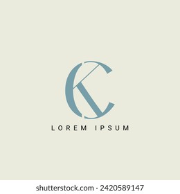 Alphabet KC and CK illustration monogram vector logo template