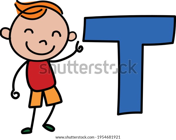 Alphabet Kid Cartoon Kid Letter T Stock Vector (Royalty Free ...