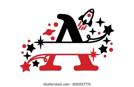 A Alphabet kids split space abstract monogram vector logo template
