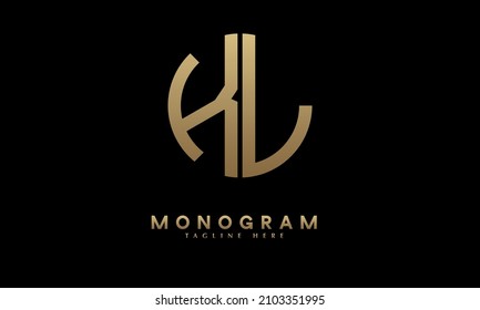 Alphabet KL or LK illustration monogram vector logo template in round shape