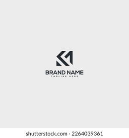 Alphabet KM MK letter logo design template vector illustration.