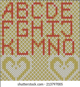alphabet knitted surface with hearts, part One