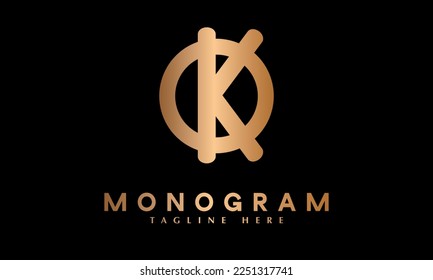 Alphabet Ko or OK abstract monogram vector logo template