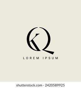 Alphabet KQ and QK illustration monogram vector logo template