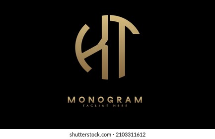 Alphabet KT or TK illustration monogram vector logo template in round shape