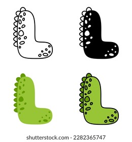 Alphabet L in flat style isolated
