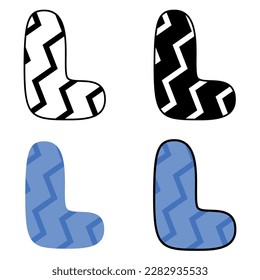 Alphabet L in flat style isolated