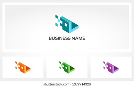 Alphabet L Letter Block Pixel Cube Logo