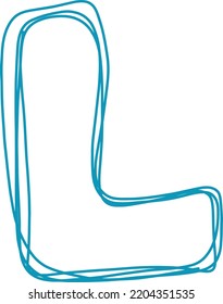 Alphabet L letter hand drawn outline stroke drawing illustration element art for education