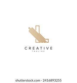 Alphabet L letter modern luxury style line logo vector element.