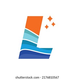 Ilustración vectorial de diseño del logotipo L de alfabeto con onda