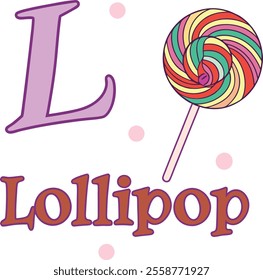 Alphabet L - Lollipop Illustration for Kids | Fun and Educational Preschool Learning Concept