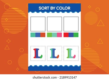 Alphabet L sorts by color for kids. Good for school and kindergarten projects