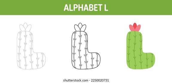 Alphabet L tracing and coloring worksheet for kids