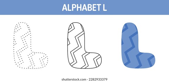 Alphabet L tracing and coloring worksheet for kids