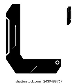 Alphabet L  Vector in Future style,Cyber,Futuristic in Black Icon Bold Fonts