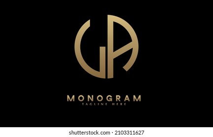 Alphabet LA or AL illustration monogram vector logo template in round shape