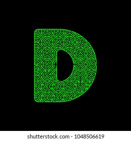 alphabet labirint green black D
