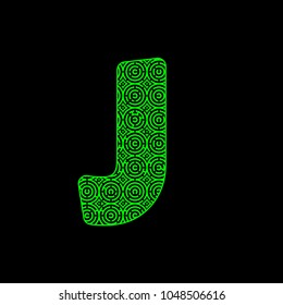 alphabet labirint green black J