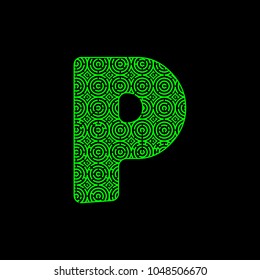 alphabet labirint green black P