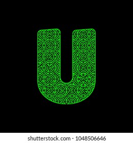 alphabet labirint green black U