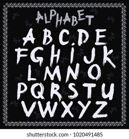 alphabet latin, hand drawn, vector illustration