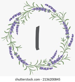 I - Alphabet in the lavender plant circle.