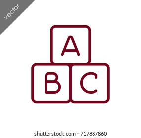 Alphabet learning block toy icon