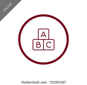 Alphabet learning block toy icon