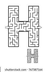 Alphabet  learning fun and educational activity for kids - letter H maze game. Answer included.