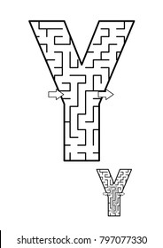 Alphabet  learning fun and educational activity for kids - letter Y maze game. Answer included.