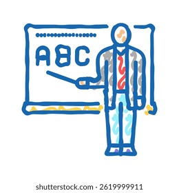 alphabet lernen grundschule doodle symbol skizze vektor. Grundschulzeichen des Alphabets. einzelne Symbolgrafik